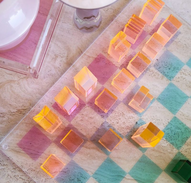 Lucite Chess & Checkers - Ombre
