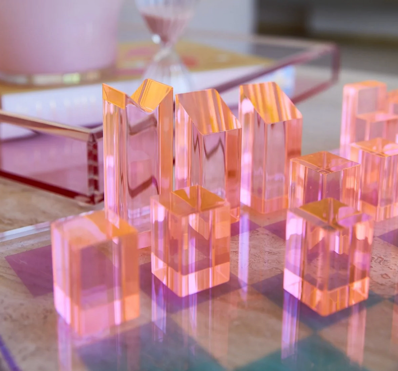 Lucite Chess & Checkers - Ombre